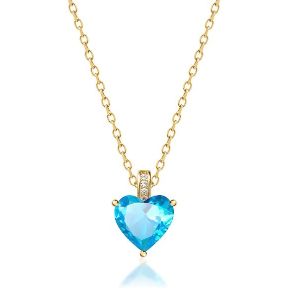 Genuine Birthstone Necklace for Girls Women, Heart Love Necklace for Twe… - Picture 8 of 16